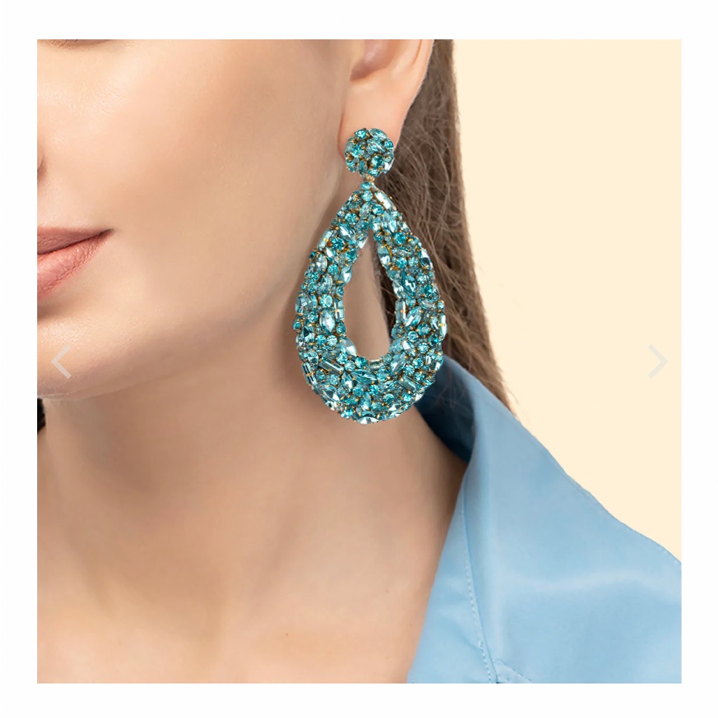 New Deepa Gurnani Karen Earrings In Blue Crystals